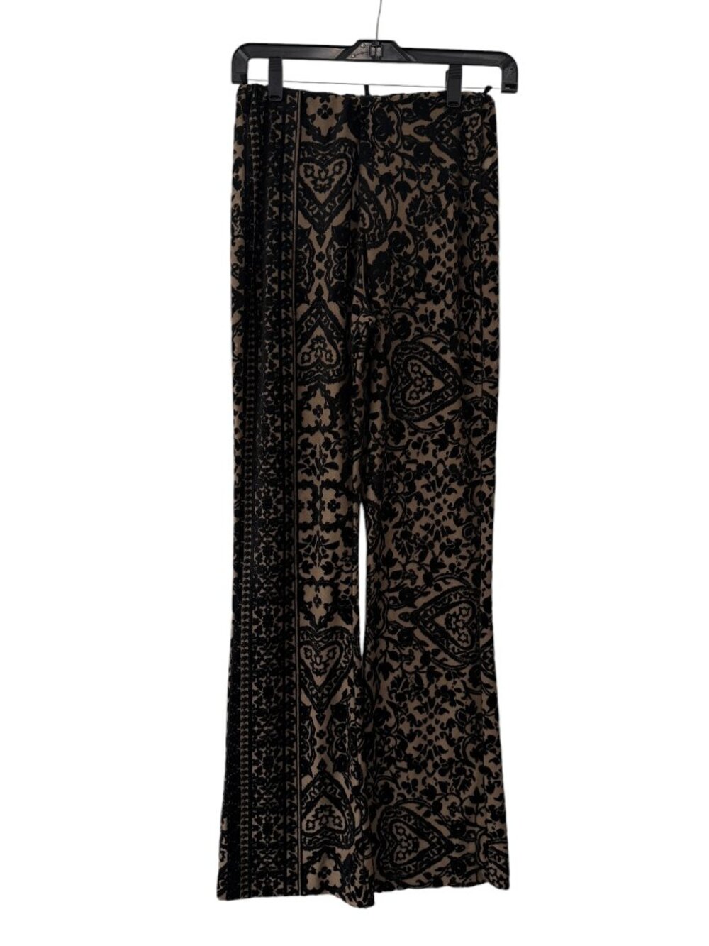 $202 Acne Studios Black Velour Embroidered Beige Mesh Side Leg Pants size XS - Picture 2 of 6